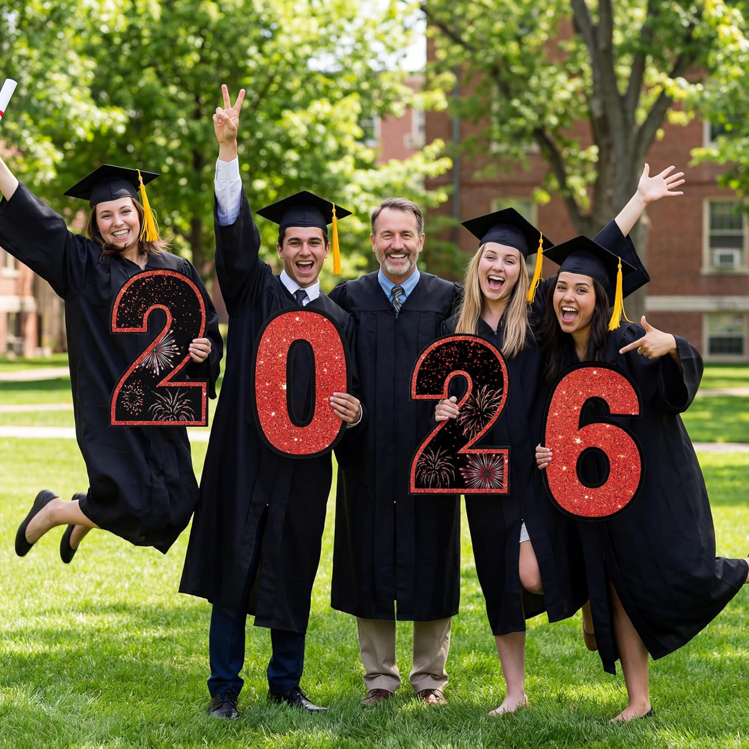 JOYIN 14 Pcs Graduation Yard Signs Class of 2026, Black & Red Congrats Grad Lawn Stakes with 28 Stakes for 2026 graduation Party Supplies, College Party Decorations, High School Party Supplies