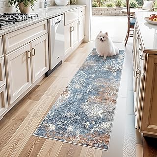 2x6 Non-Slip Washable Kitchen Runner Rug – Modern Abstract Carpet Runner...