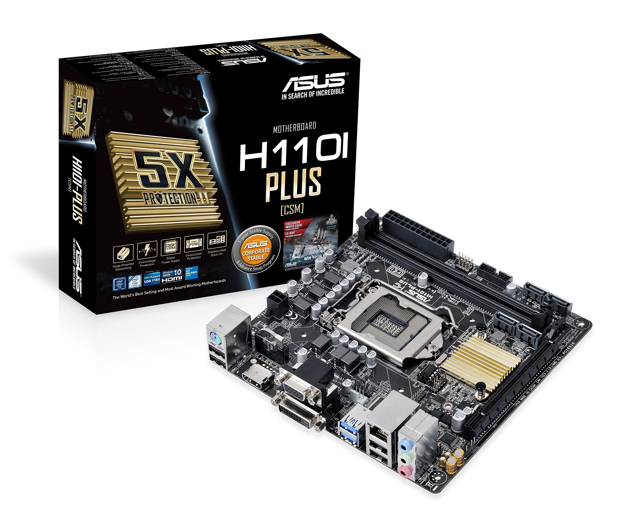 Asus H110i-plus/csm/c/si Desktop Motherboard - Intel H110 Chipset - Socket H4 Lga-1151 - Bulk Pack -