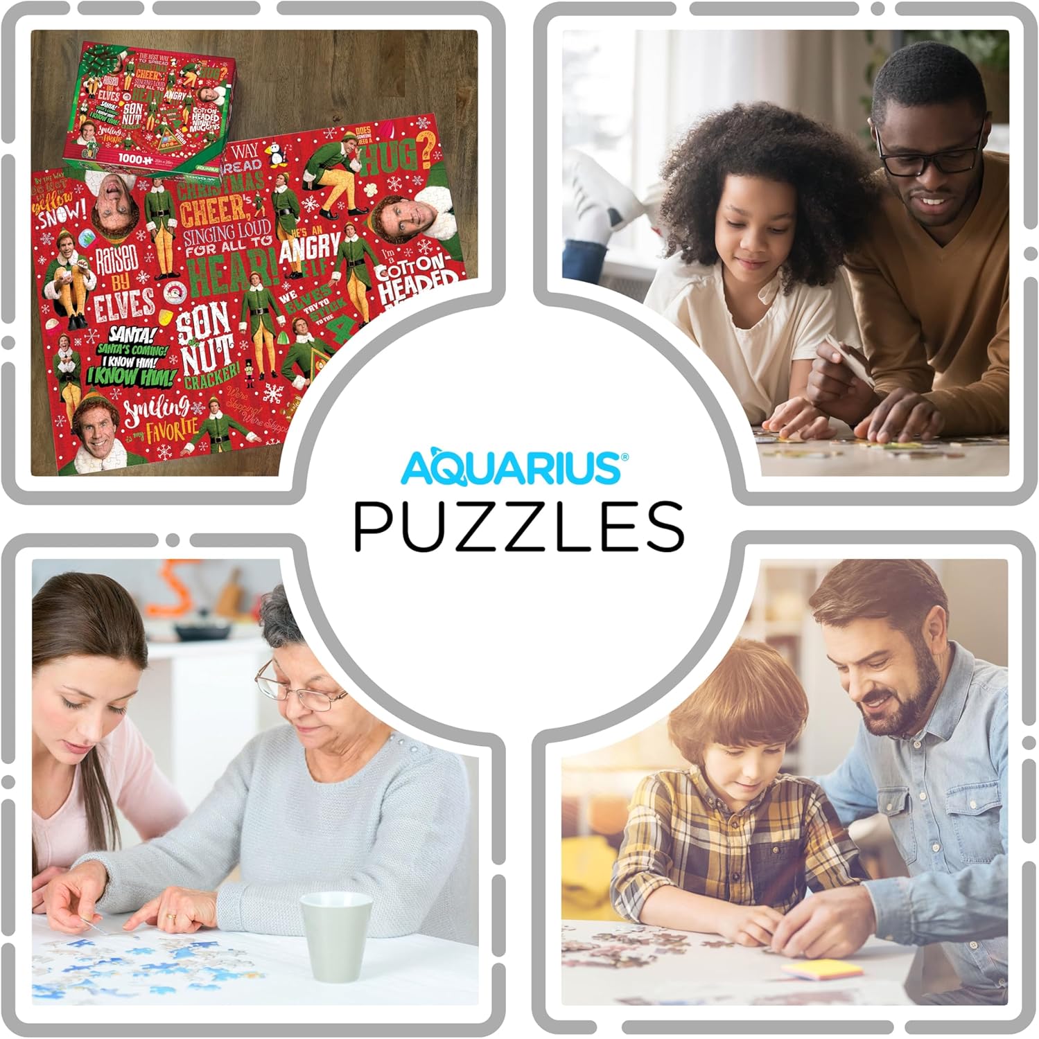 Aquarius Elf Wrapping Paper 1000pc Puzzle (1000 Piece Jigsaw Puzzle) - Glare Free - Precision Fit - Officially Licensed Elf Merchandise & Collectibles -22x28 Inches