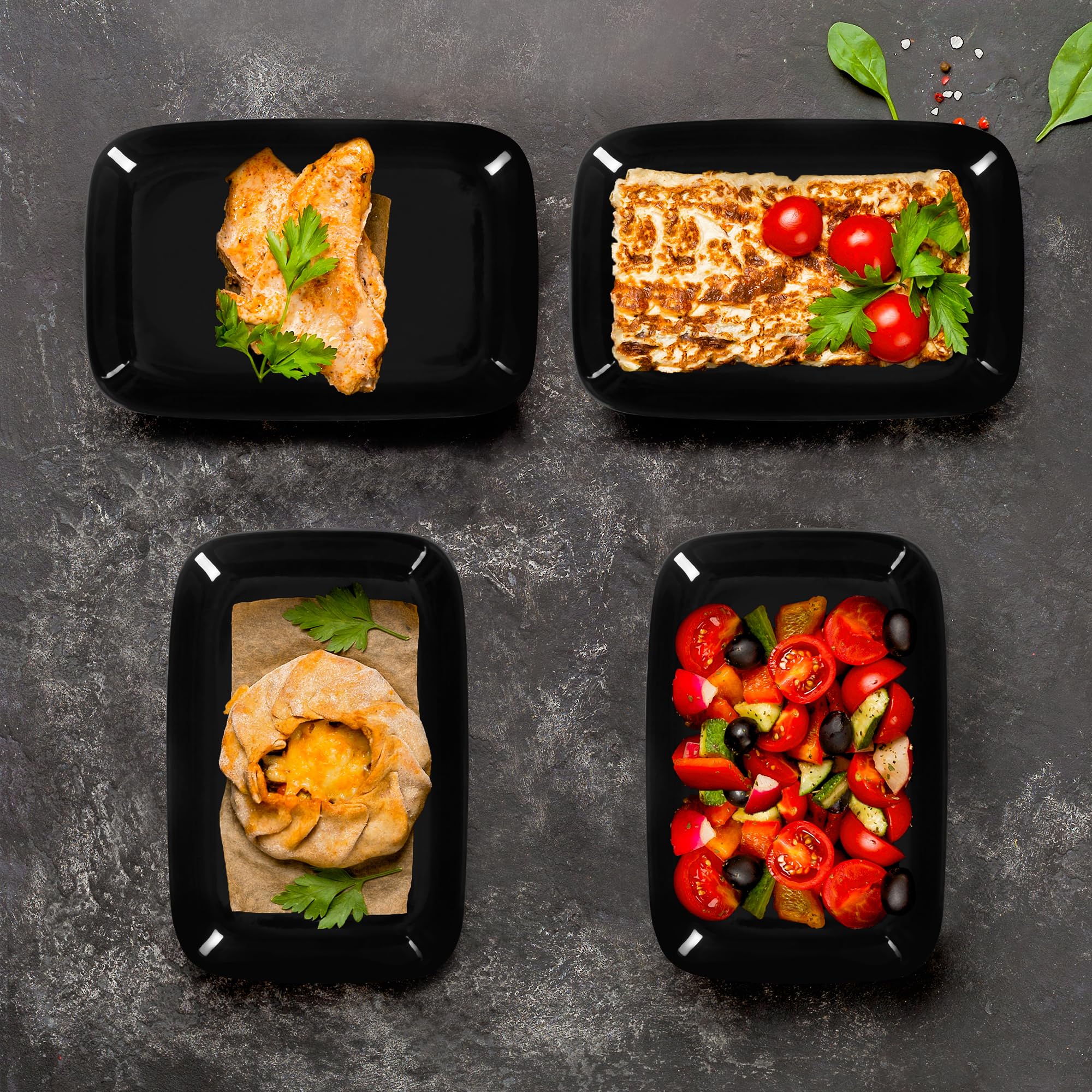 Urban Lifestyle Piatti Aperitivo Set da 6 Nero in Gres 15 x 10 cm Rettangolari Piatti Antipasti Tapas Sushi Piccoli Piatti da Portata Impilabili Resistenti ai Graffi
