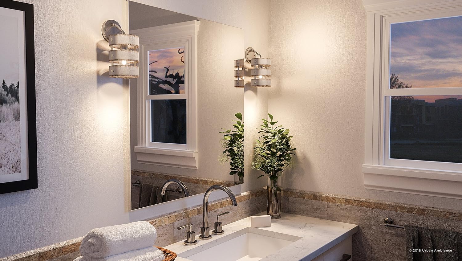 Urban Ambiance Luxury Modern Farmhouse Bathroom Vanity Light, Small Size: 12" H x 6" W, with Rustic Style Elements, Galvanized Steel Finish, UHP2481, Adelaide Collection
