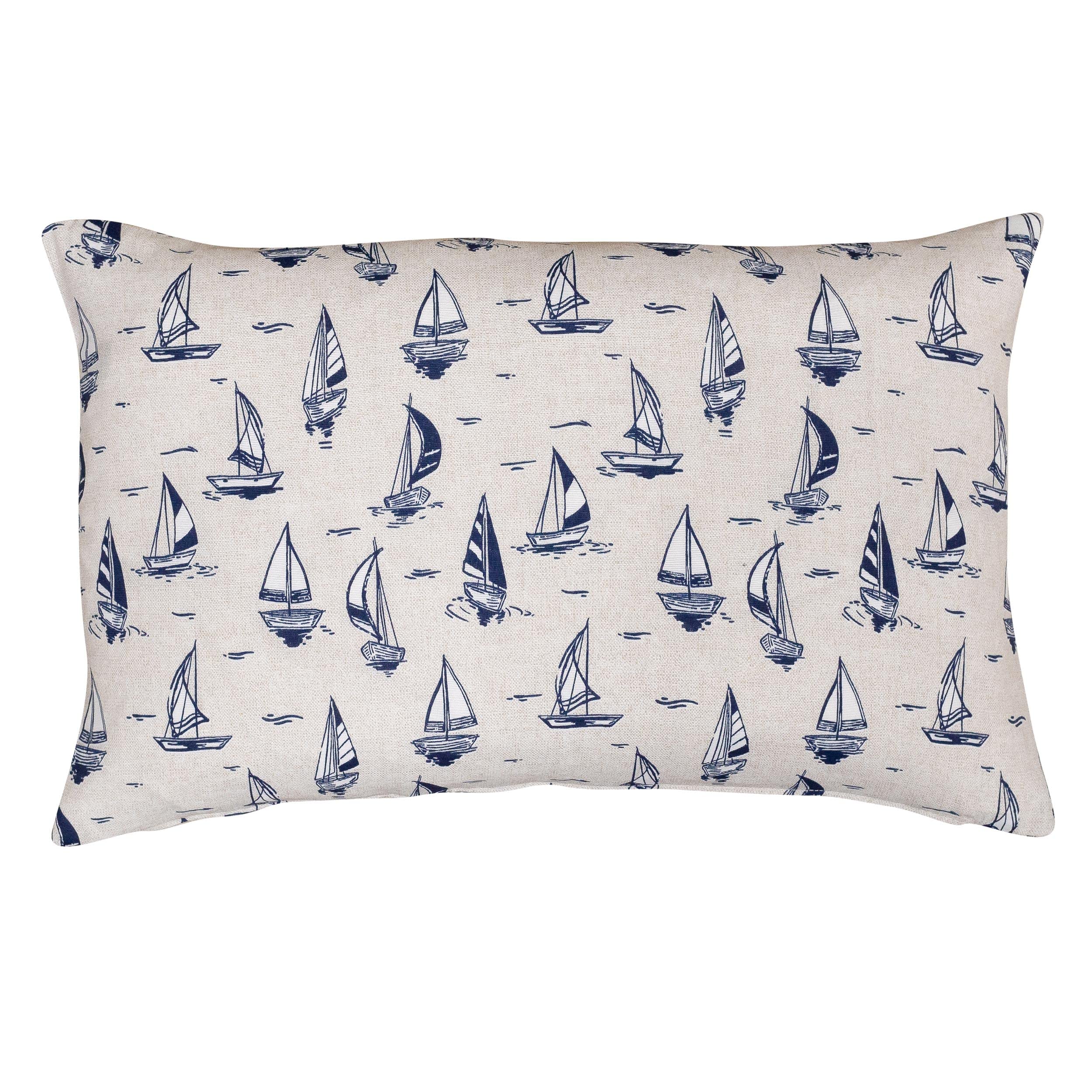 Linen Loft Blue Velero Sailboat Xl Rectangular Cushion Cover. Marine And White Nautical Yacht Design. 23X15 Xl Rectangle. Cushion Cover Only.