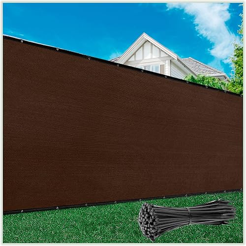 ColourTree Plus Extra Heavy Duty Fence Screen Privacy Screen - Commercial Grade 220 GSM - Heavy Duty - 3 Years Warranty (8' x 50', Brown Plus)