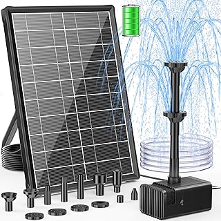 POPOSOAP 8W Solar Fountain Pump with Built-in 3600mAh Battery, Solar Pow...