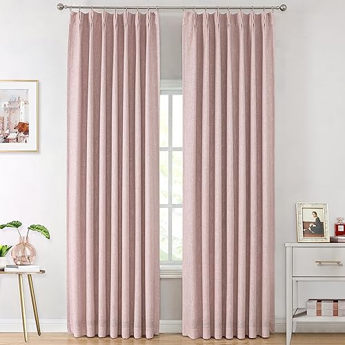 Vision Home Cortinas Totalmente Opacas Rosa con Pliegues Pinzados para Oscurecer Habitaciones, Paneles de Ventana de 95 pulgadas para Dormitorio de
