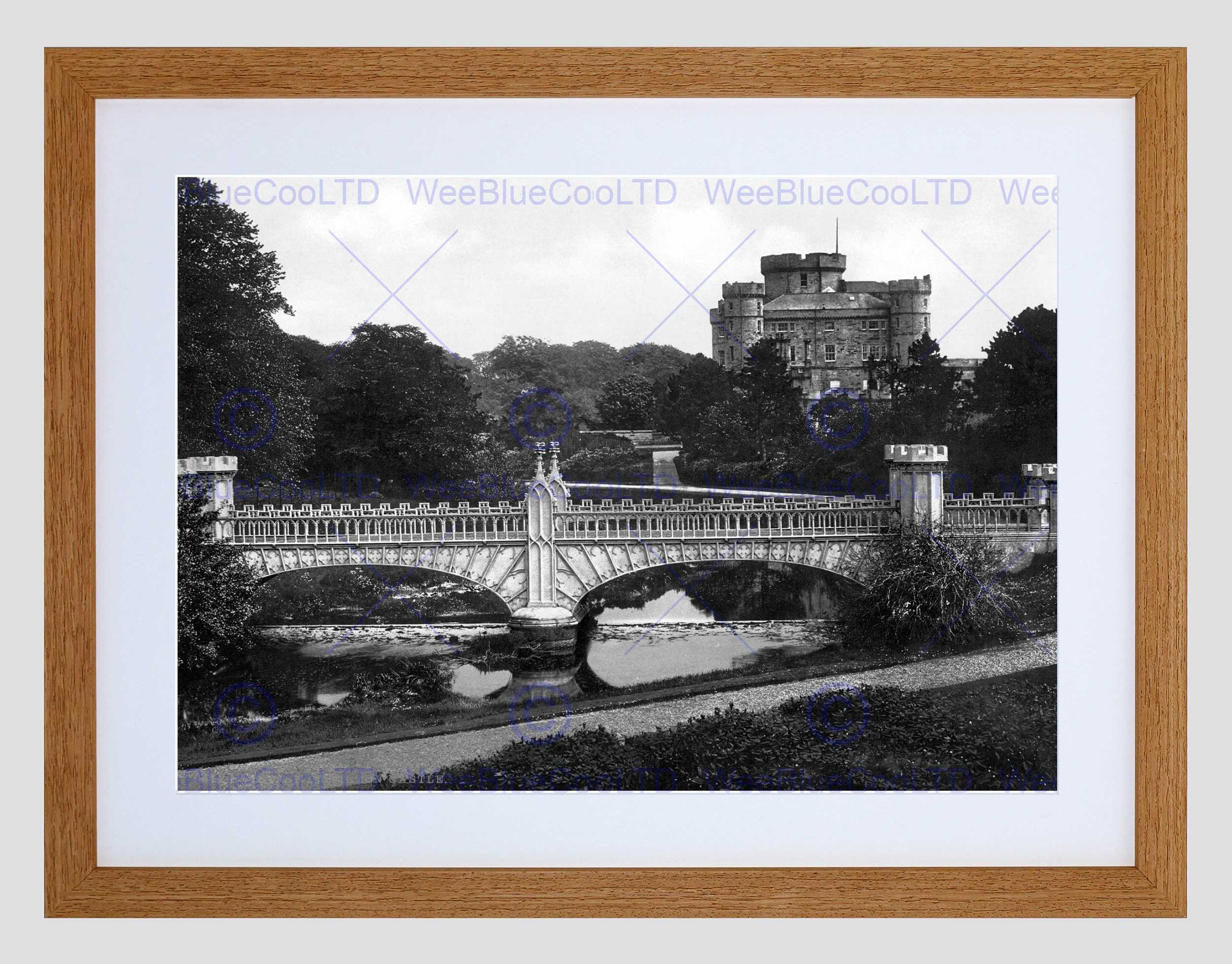 Wee Blue Coo Irvine Eglington Castle Scotland Vintage Old BW Framed Wall Art Print