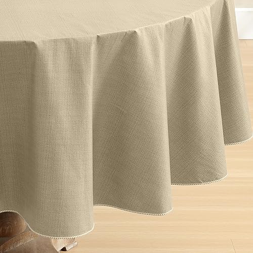 Miniatura 8 de Cafe Hotel Mantel con reverso de franela de vinilo de calibre 4, color sólido y aspecto a lino, para interiores y exteriores, se limpia con un trapo