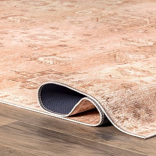 Miniatura 6 de nuLOOM Krystin - Alfombra envejecida lavable a máquina, 5 x 8 pulgadas, lavable a máquina, alfombra de transición melocotónmarfil para sala de