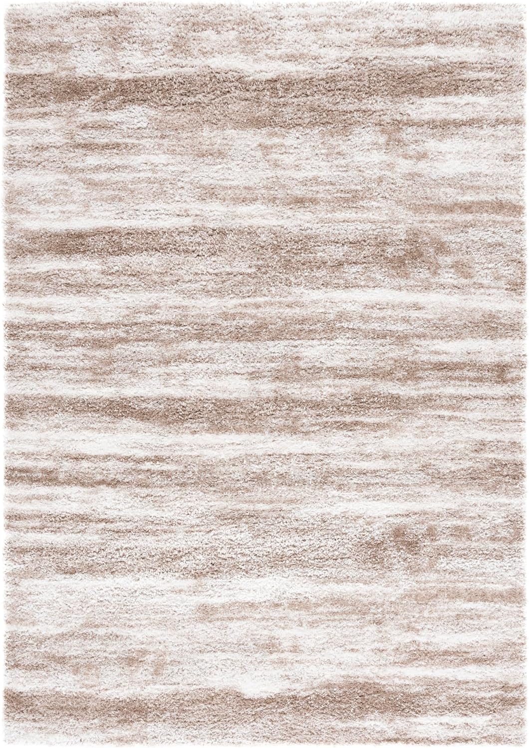 Safavieh Penelope Shag Collection Area Rug - 5'3" x 7'6", Taupe/Ivory, Geometric Design, Ideal for High Traffic Areas in Living Room, Bedroom, Dining (PNL510E)