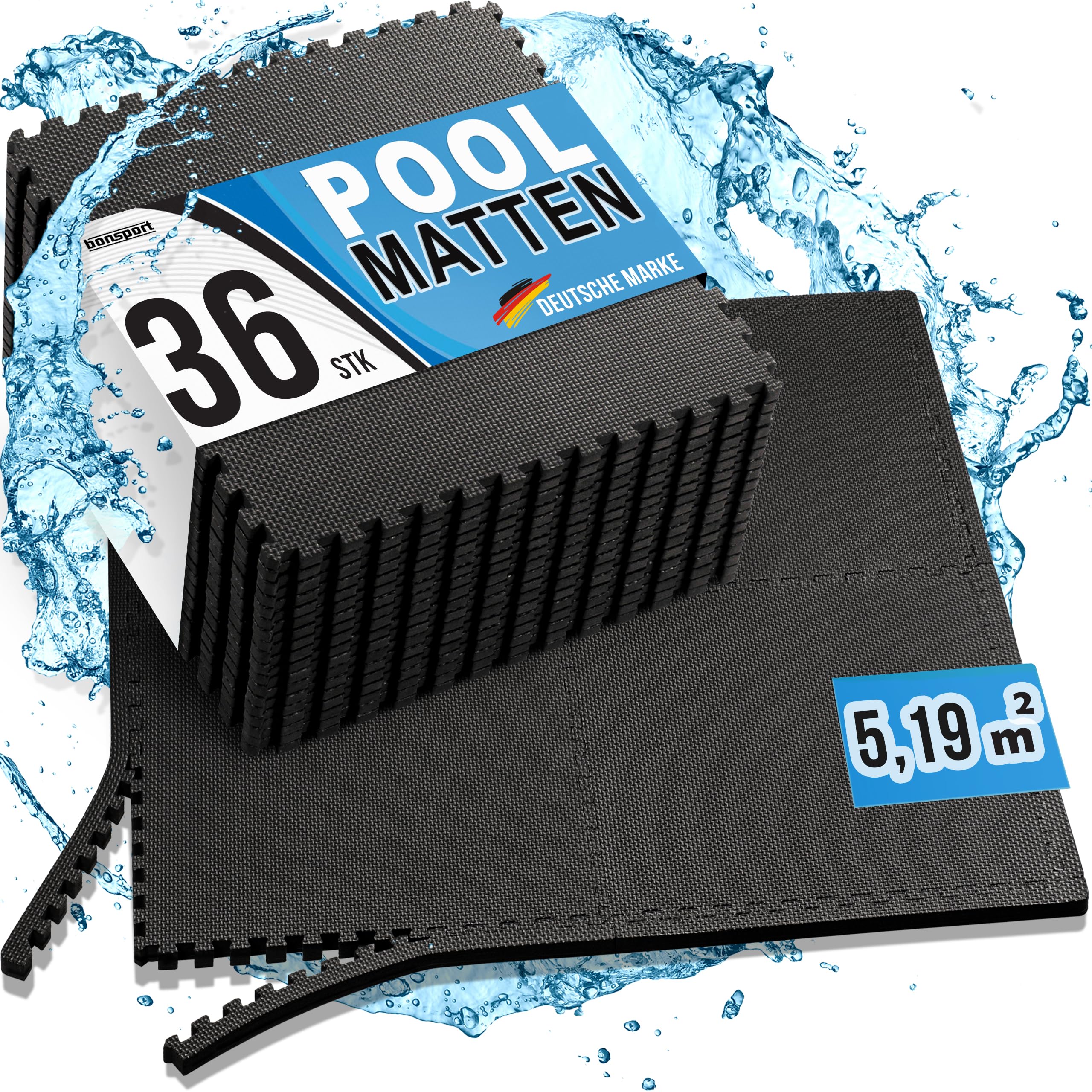 bonsport Pool Unterlegmatte Poolmatte - Bodenschutzmatte für den Pool/Planschbecken - Bodenfolie Bodenmatte Poolunterlage Bodenschutz schwarz