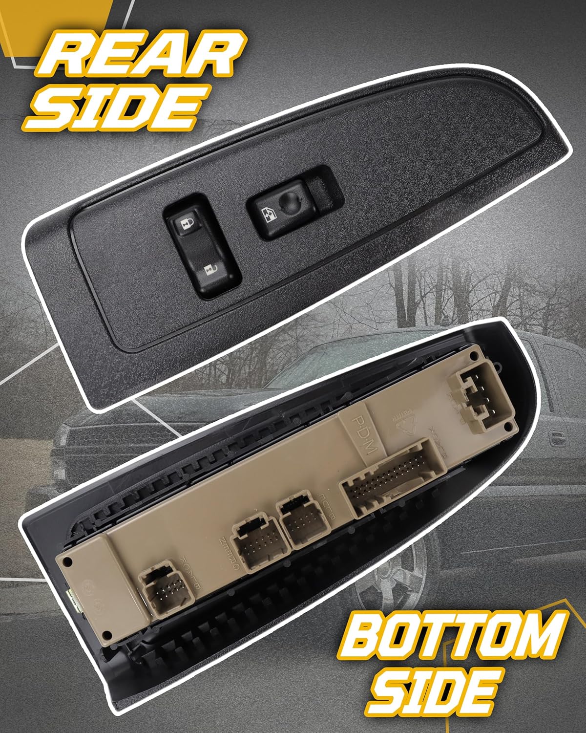 19115820 Front Passenger Window Switch with Trim Frame Bezel Compatible with Chevy Chevrolet Silverado Tahoe GMC Sierra Yukon XL 1500 2500 3500 HD Cadillac Escalade 2003 2004 2005 2006 2007 2008