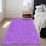 4x6 ft Ultra Soft Thick Rug, Fluffy Shag Area Rug, Purple | Big Shaggy Carpets Fuzzy Rug Plush for Home Decor Aesthetic, Upgrade Non Slip Durable for Bedroom, Living Room