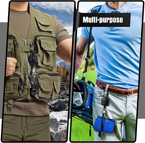 Miniatura 7 de Paquete de 1 soporte retráctil ELV para credencial de identificación, carrete retráctil para llavero, cuerpo de metal resistente, cordón de dinema