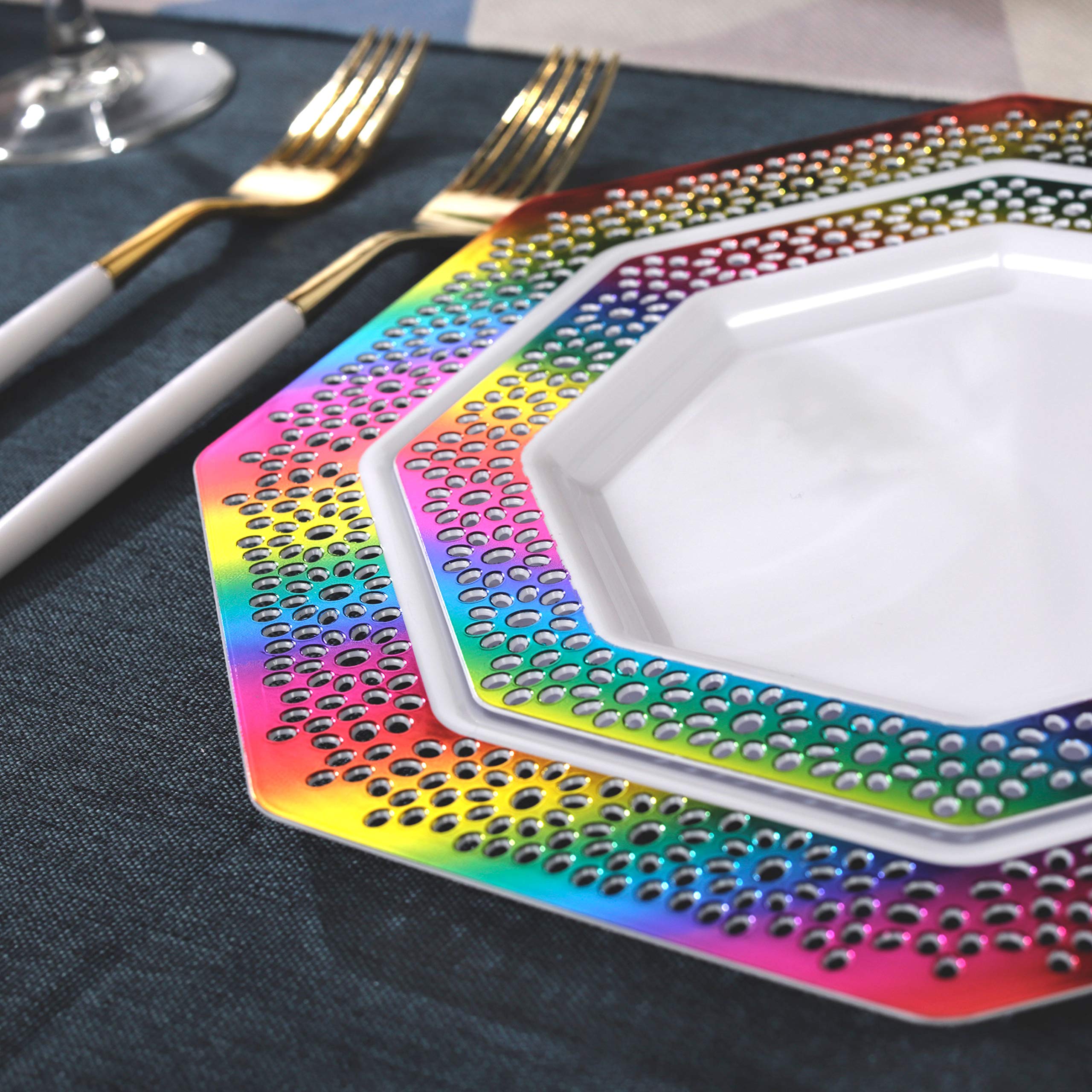 Rare Card Collection 60 Pcs Rainbow Paper Plates - 7 Inch Colored Disposable Party Plates For Birthdays & Events Pastel Plates And Napkins