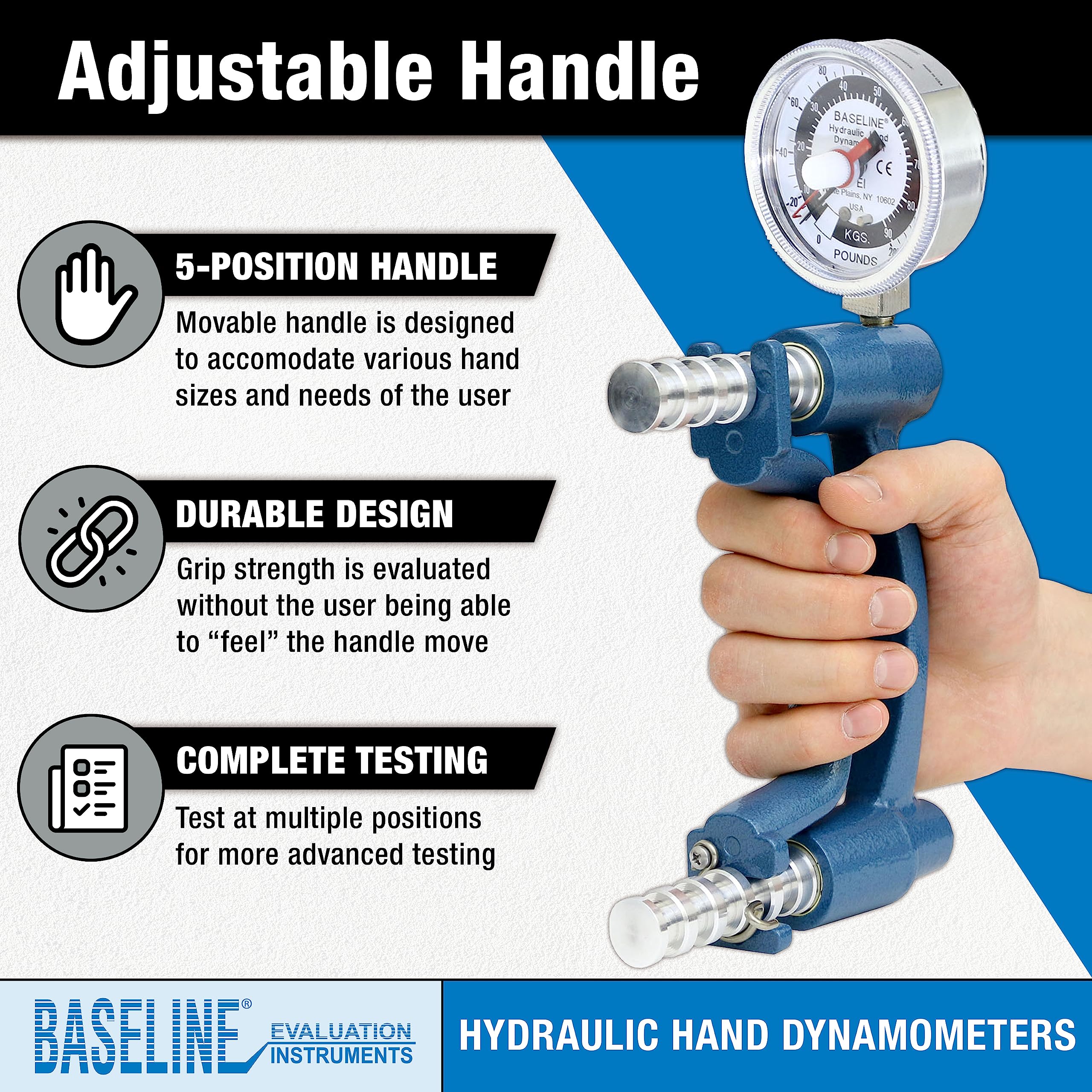 Baseline W50175 Dinamometro Idraulico, Misuratore Forza Mani 90,7Kg