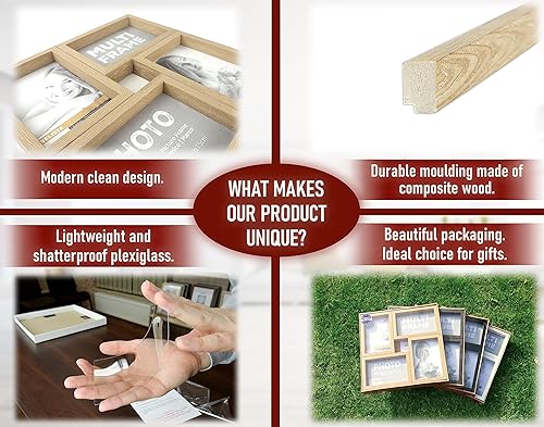 Miniatura 5 de VELISTA Marco de fotos moderno de 4 x 6 pulgadas, collage de marco cuadrado de mesa de alta calidad, marco de fotos múltiple para montaje en pared,