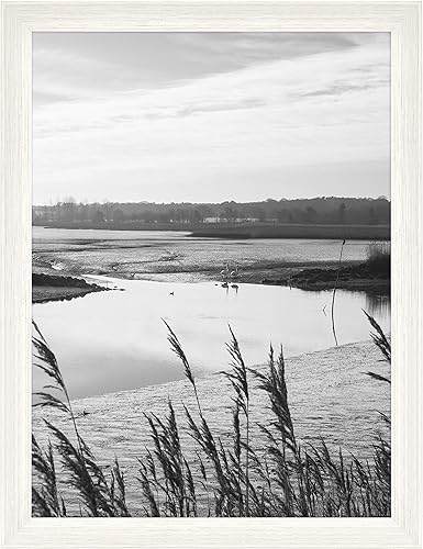 Miniatura 2 de MCS - Marco para póster con estilo de museo, veta de madera blanca, colgante vertical y horizontal para pared, marco de fotos grande para fotos,