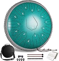 Vista 1 de Tambor de lengua de acero de 13 pulgadas, 15 notas con bolsa de viaje, mazos, libro de música, instrumentos musicales principales para adultos