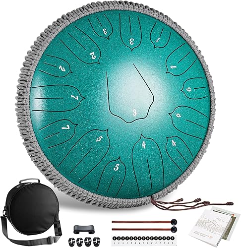 Tambor de lengua de acero de 13 pulgadas, 15 notas con bolsa de viaje, mazos, libro de música, instrumentos musicales principales para adultos,