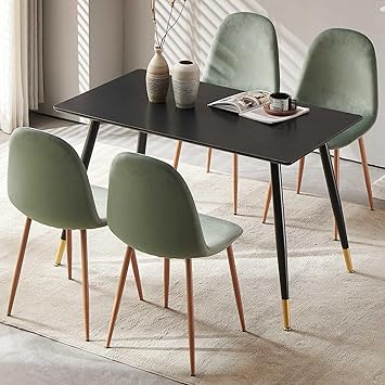 Amazon.com - NORDICANA Small Kitchen Table and Chairs Set of 4, Green ...