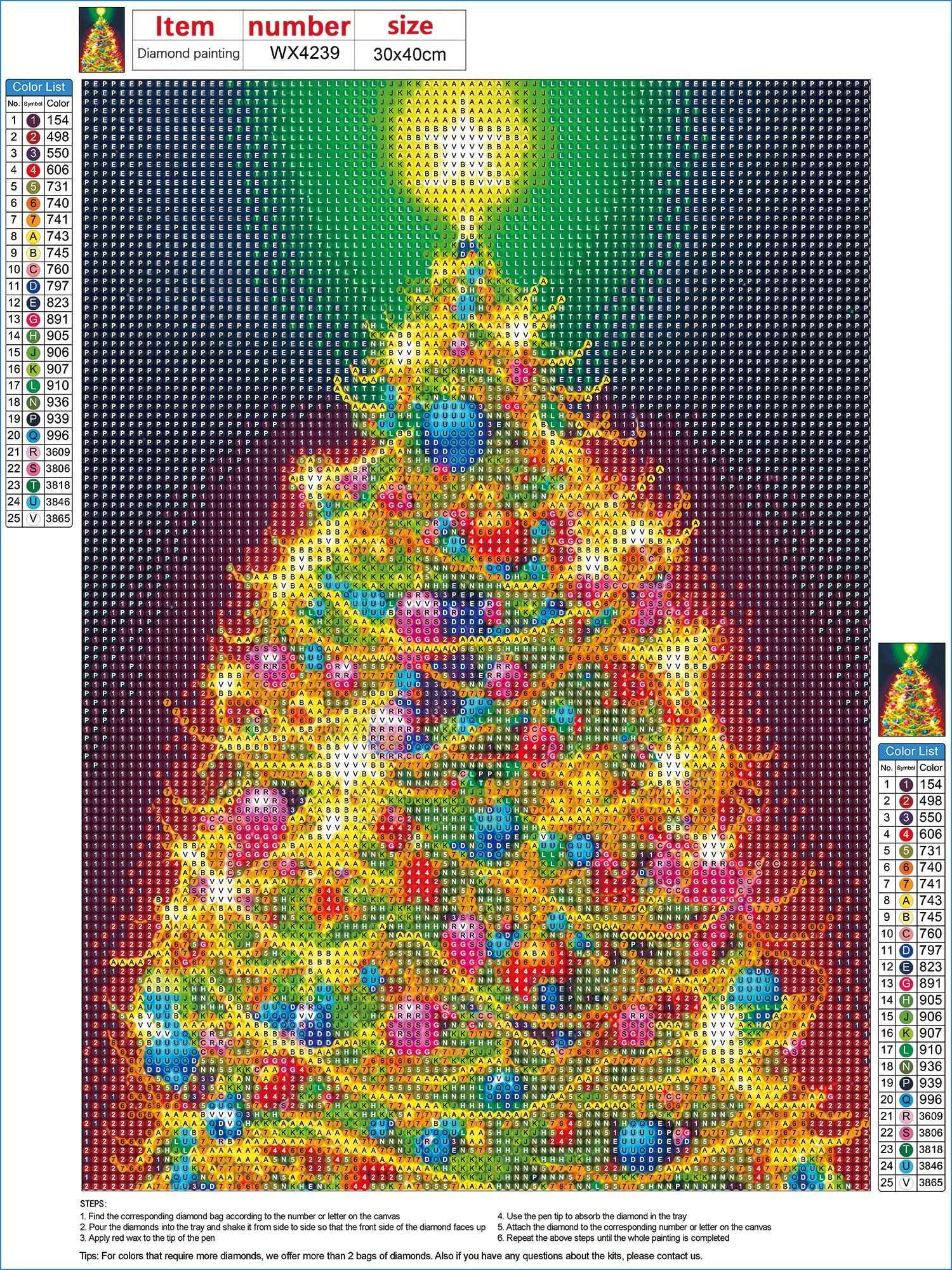 RICUVED Sapin De Noël Peinture Diamant 5D Complet, Diamond Painting Noël Diamant Point, Kit De Diamantée Lune DIY Pour Adulte, Décoration Murale 30x40cm