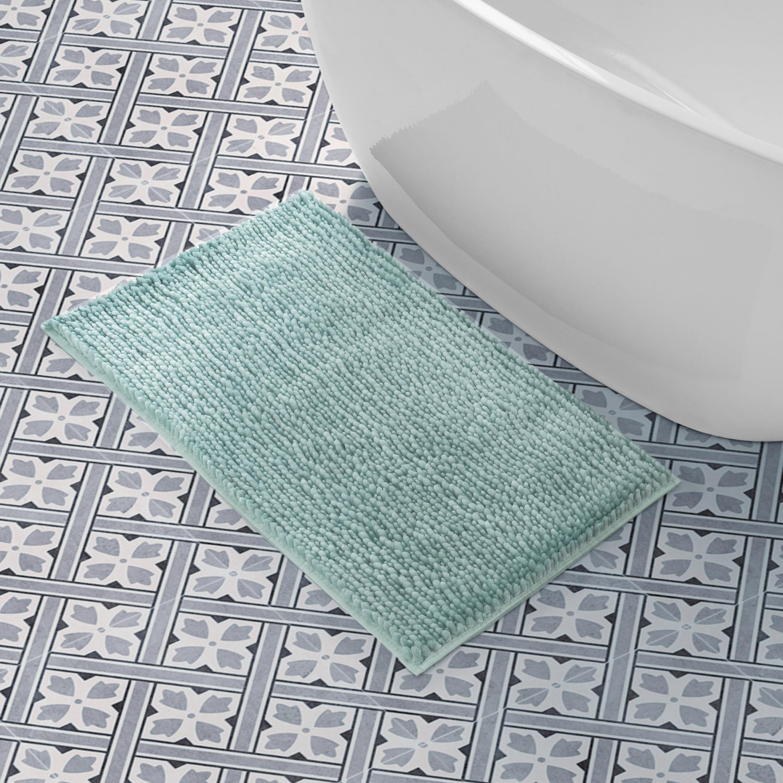 Tapis de salle de bain en peluche pour éviter les glissades sur sol humide