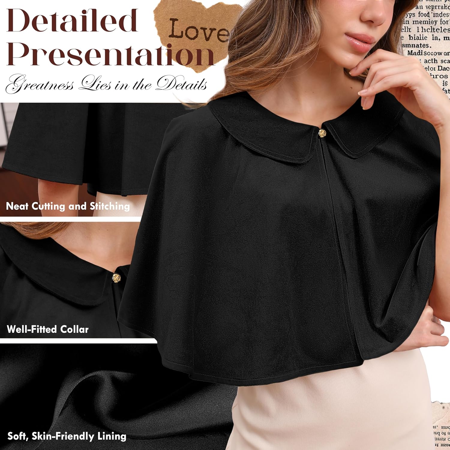 Shawl Wraps with Lapel Collar for Women, Soft Winter Cape for Evening Dresses, Lightweight Capelets Wedding Cover Up - Image 2