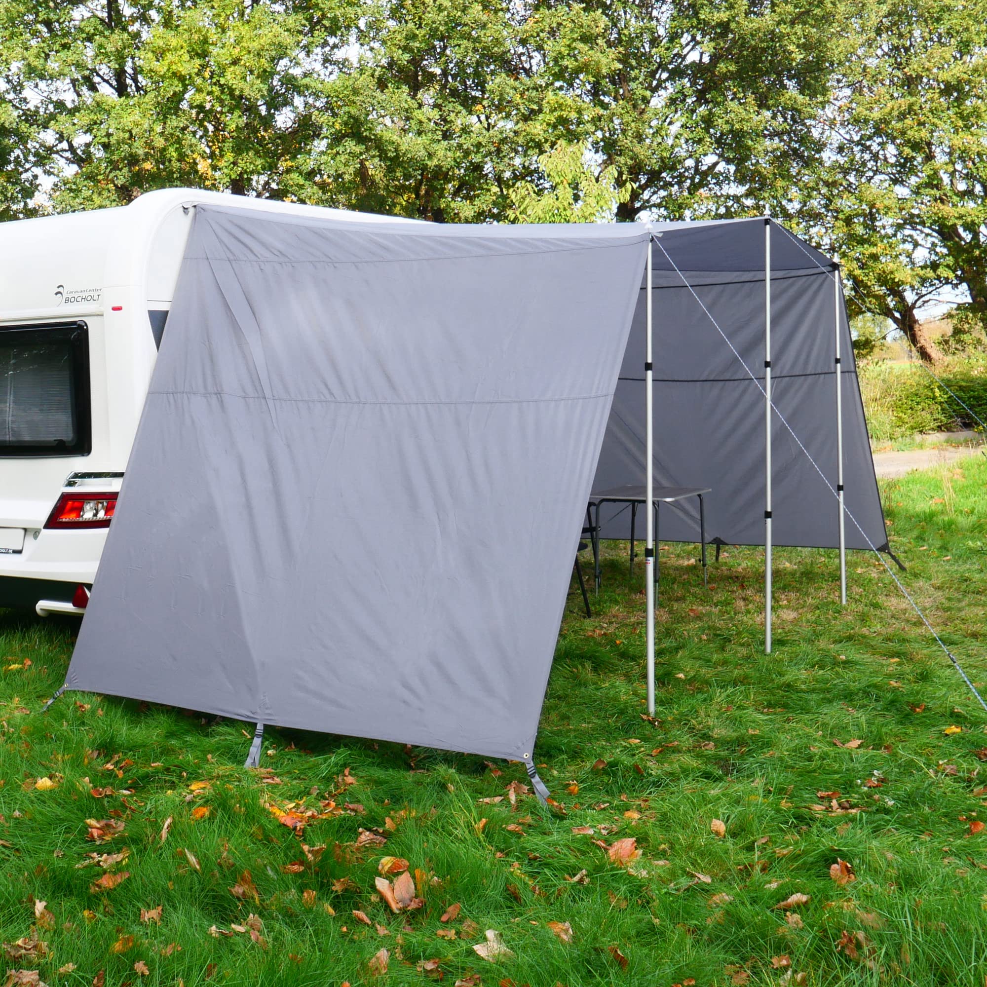 Gear Teramo Bâche pour caravane - 3 tailles - 250/300/400x240 cm - Protection solaire UPF 50+ - Camping-car - 5000 mm - Parois latérales - Barres de