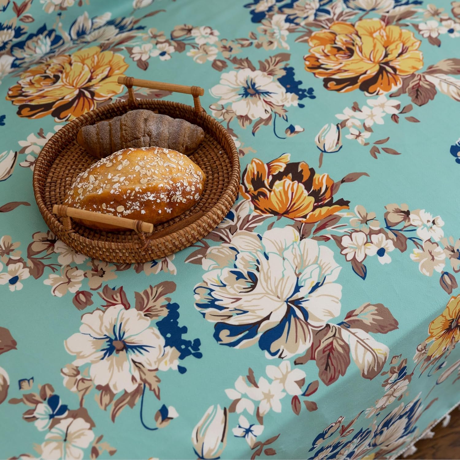 Boho Couch Cover with Tassels, Washable 2-Seater Sectional Sofa Cover for Living Room (Floral Pattern, 71"x102")