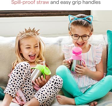 Munchkin Cool Cat Sippy Cup with Straw for Toddlers, Stainless Steel Straw Cup, 8 Ounce, Blue