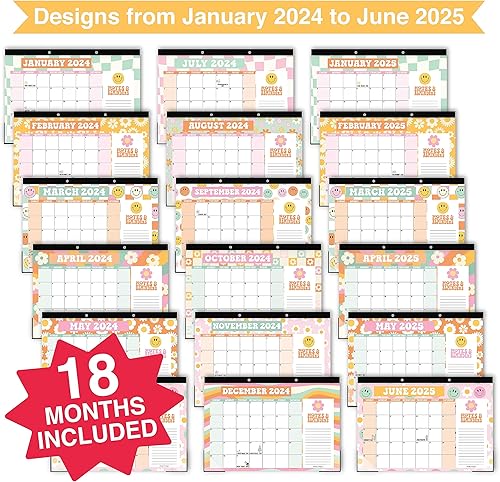 Miniatura 4 de Calendario de escritorio grande retro 2024-2025  Calendario de escritorio 2024 mensual, calendario de escritorio 2024-2025, planificador de