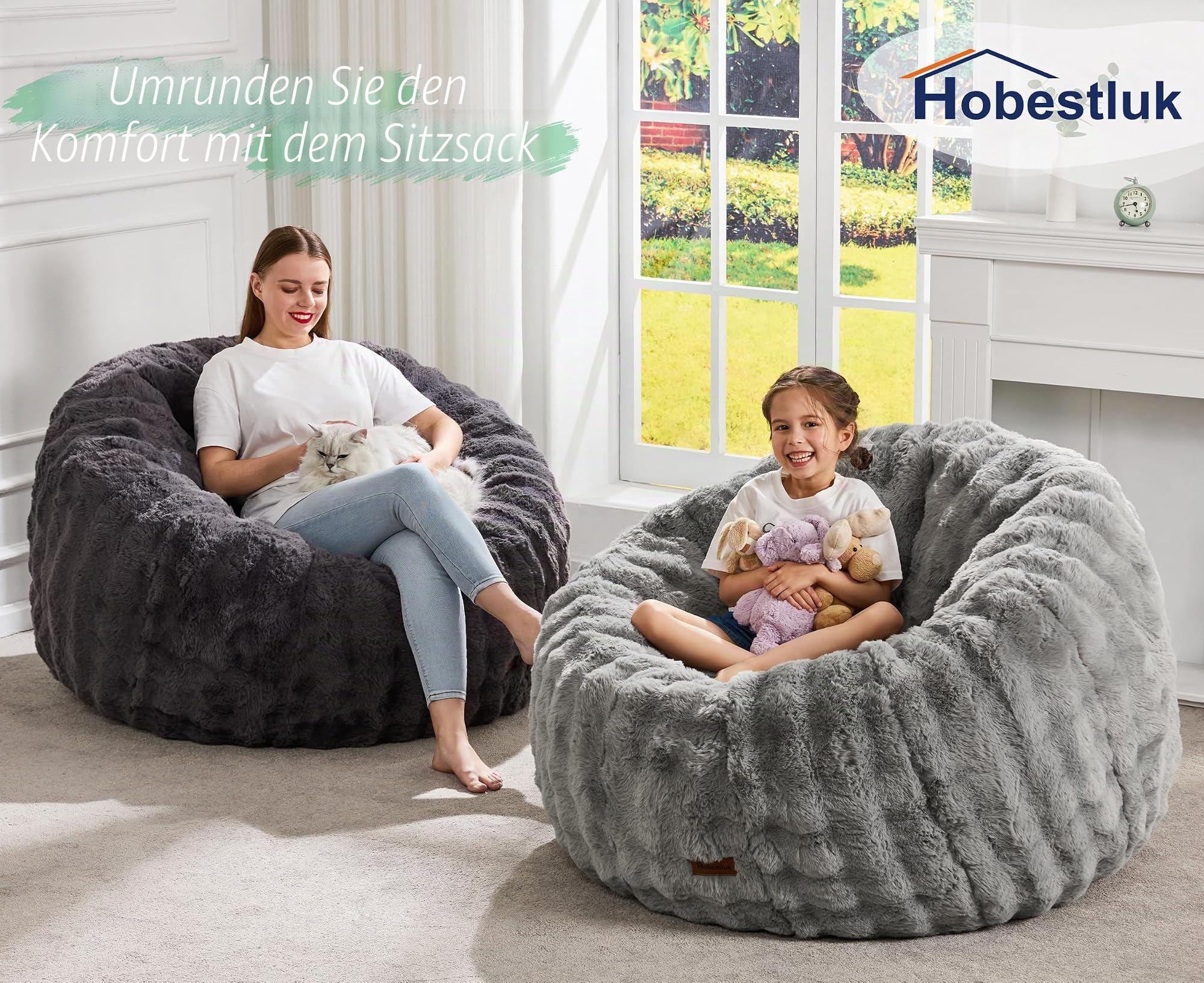 Hobestluk Übergroßer Sitzsack für Erwachsene, Donut-Form (Bubble Grey) | Spezielles Donut-Design, Memory-Schaum-Füllung, bequemes gefülltes Sofa, Entspannen, Lesen oder Spielen, weicher Blasenstoff