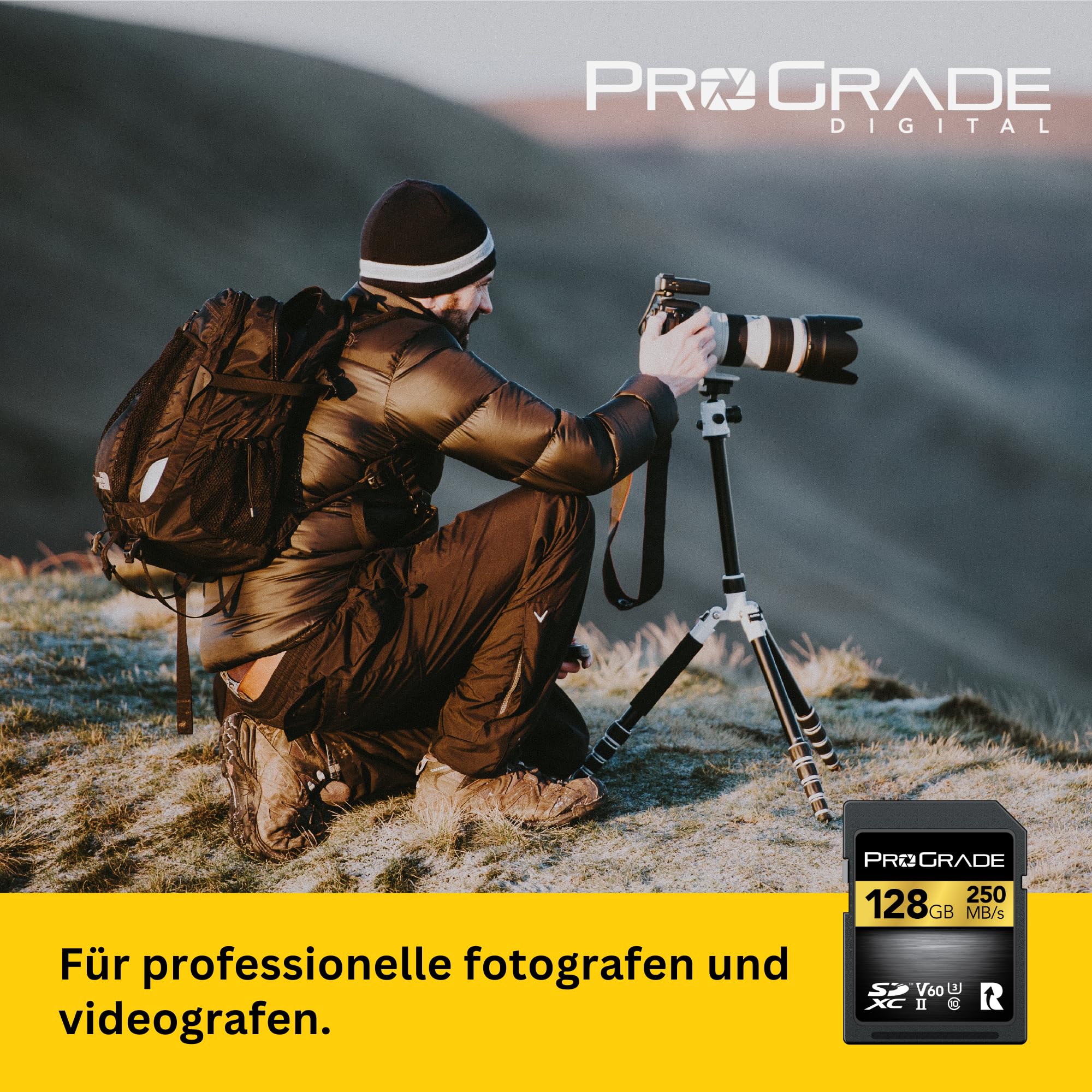 SD UHS-II 128 GB Karte V60 - Schreibgeschwindigkeit bis zu 130MB/s und Lesegeschwindigkeit von 250MB/s | Für professionelle Filmemacher, Fotografen und Kuratoren von Inhalten - von Prograde Digital