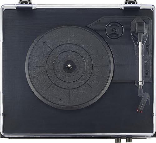 Miniatura 11 de Crosley CR6048A-BK - Reproductor de discos de vinilo con Bluetooth estroboscópico con sincronización de música, luces LED que cambian de color,