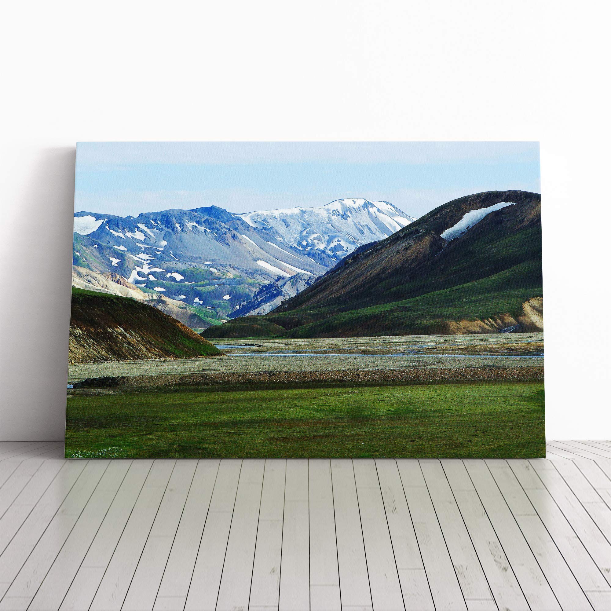 Landscape Iceland Mountains Canvas Print | Gallery Wrapped 30mm Frame Wall Art | 24x16 inches | Ready to Hang | Modern Landscape Picture | Living Room Bedroom Lounge Office