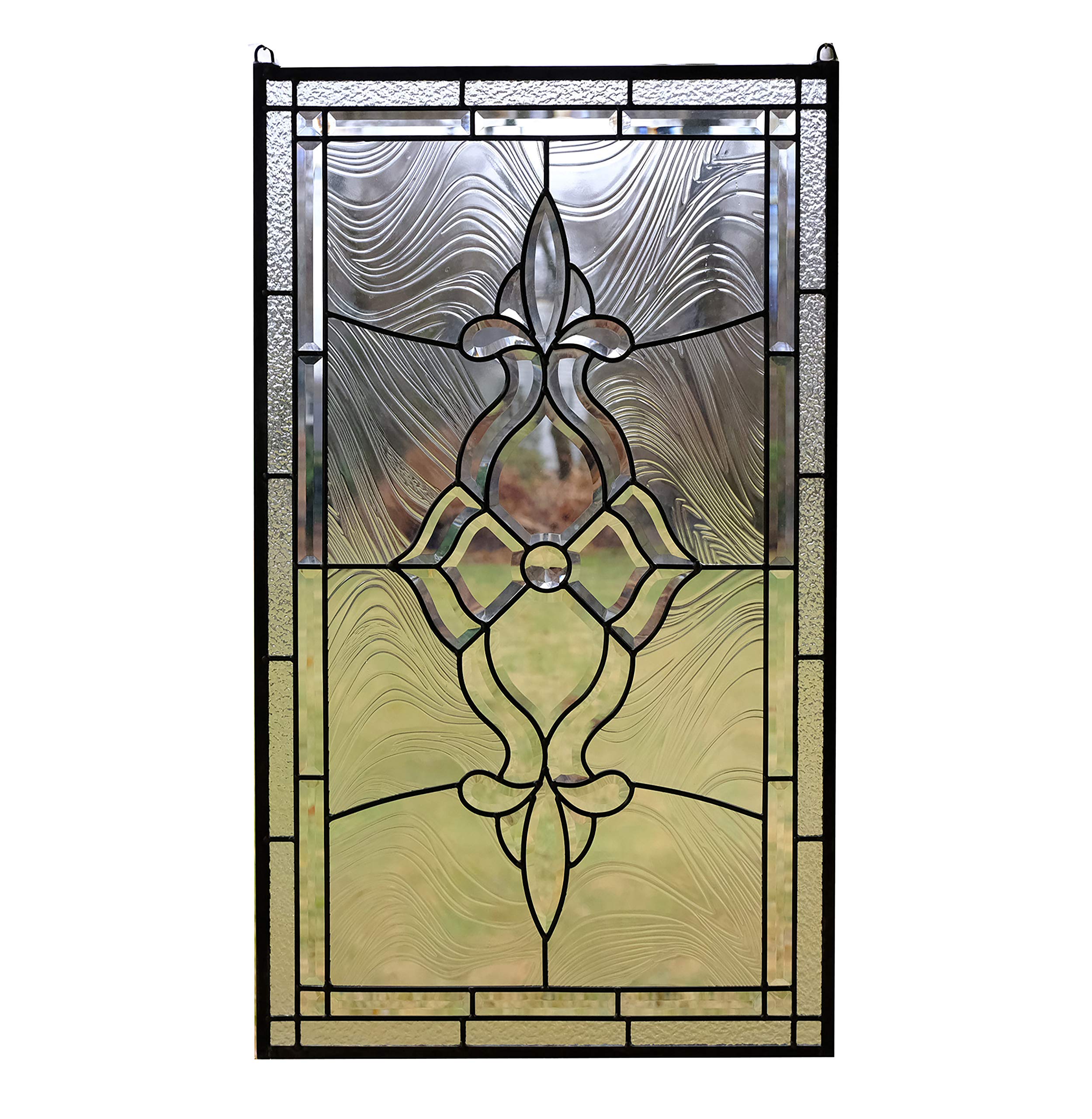 TMI ART PANEL All Clear Stained Glass Beveled Window Panel 20x34 inches TMI2034-58