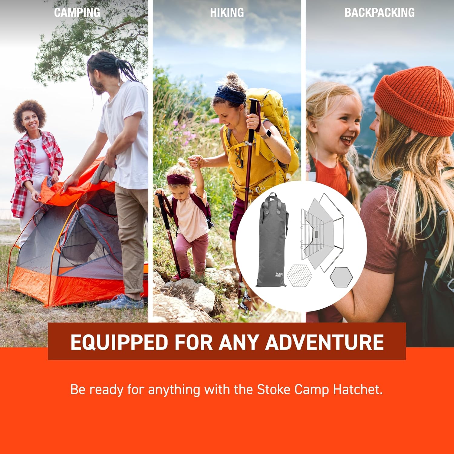 S.O.L. Survive Outdoors Longer SOL Camping Gear Stoke Camp Hatchet