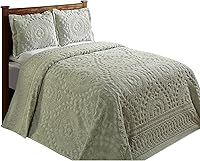 Vista 2 de Better Trends - Cubrecama de chenilla de 1 pieza, tamaño King, 100% algodón, ligera, con patrón de medallón, decoración para dormitorio, colección