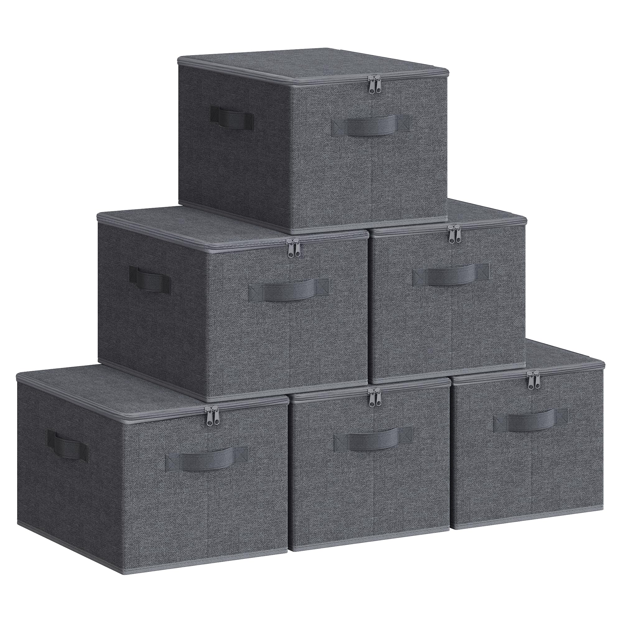 Set of 6 Foldable Storage Organiser Boxes Slate Grey, Slate Grey / Set of 6 / 40L x 30W x 25H cm