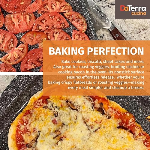Miniatura 6 de DaTerra Cucina - Paquete doble de bandejas de horno antiadherentes con revestimiento de cerámica, 16 x 11 x 1 pulgadas, grado profesional, sin PTFE,