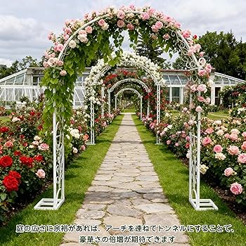 Amazon | Susire ガーデンアーチ 大型 アイアン ホワイト 幅180
