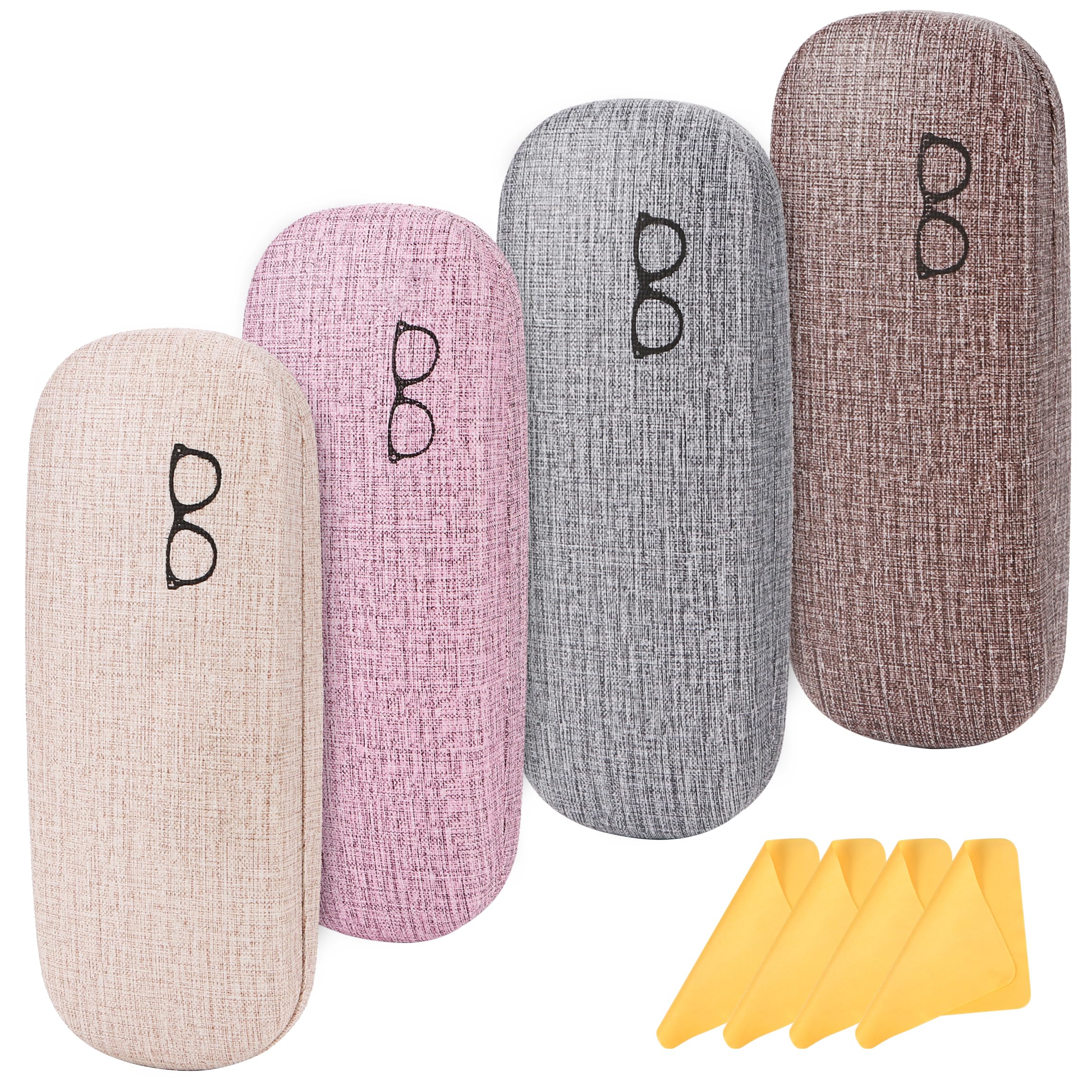 TYSM-CC Fundas de Gafas 4 Piezas Rigida Protector de Gafas Estuches para Gafas de Sol Estuche Protector de Gafas Estuches para Gafas Rígidas Caja para Gafas de Lino para Hombre