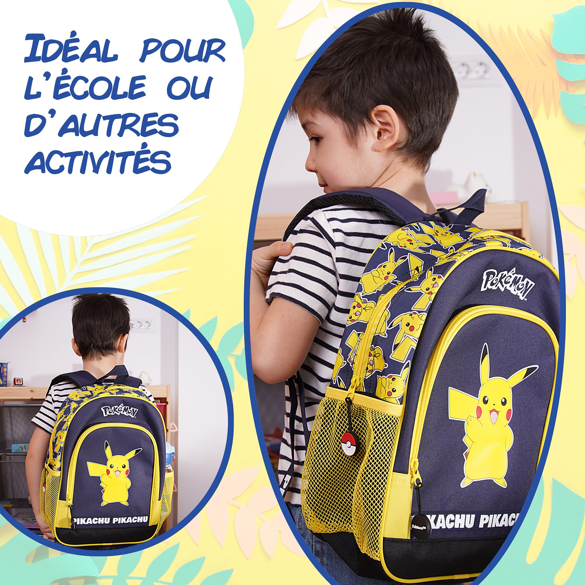 Pokémon Sac à Dos Pikachu Officiel Enfant – Cartable École Maternelle et Primaire, Sac Scolaire Léger avec Bretelles Réglables, Poches Latérales et Fond Renforcé – 36 cm