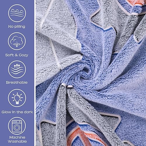 Miniatura 5 de YAYAGo Manta de camión monstruo que brilla en la oscuridad, regalos para niños, manta de forro polar esponjosa de 2 3 4 5 6 7 8 9 10 años de edad,