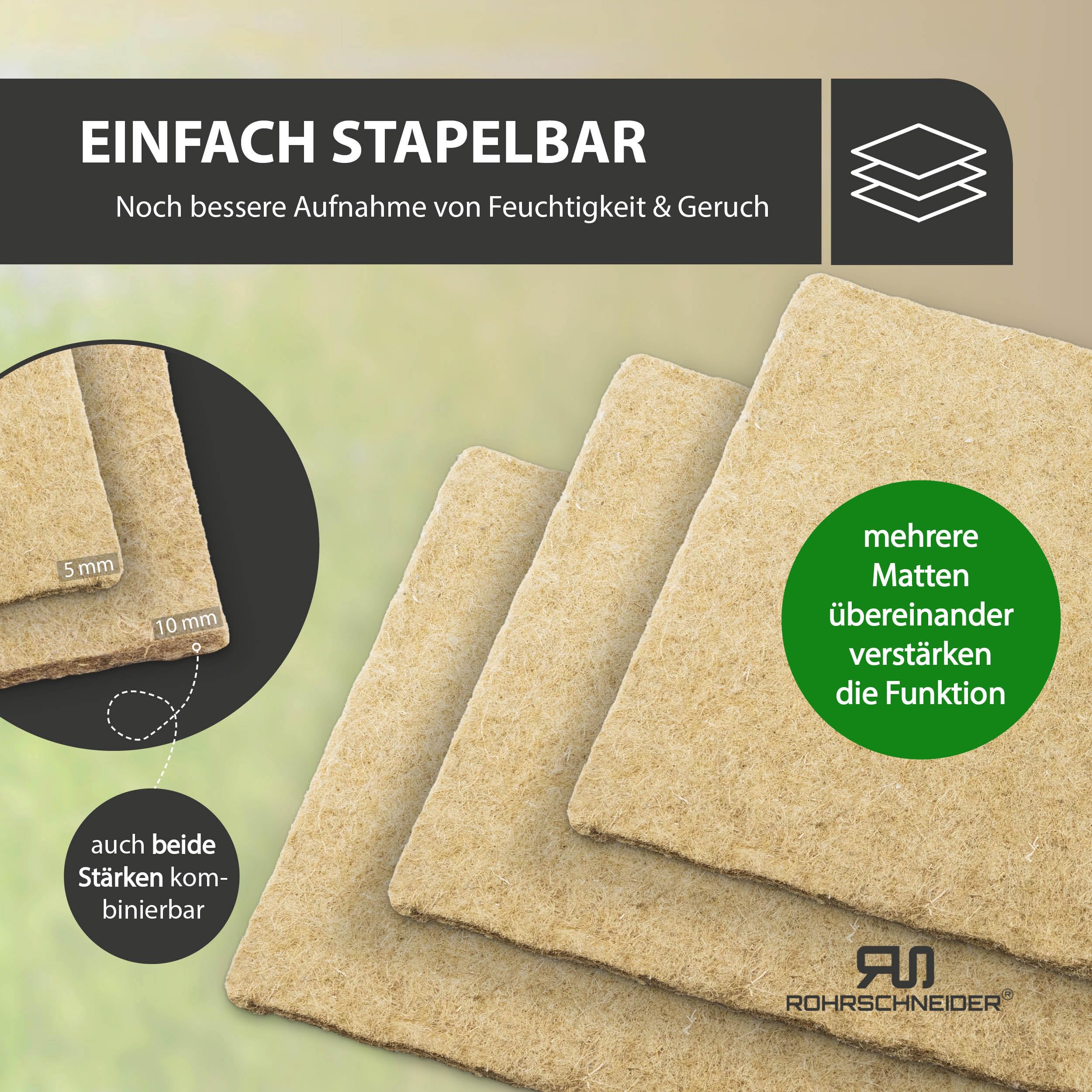 Rohrschneider Nagerteppich HANF, saugfähig, staubfrei (5er Set, 10mm)