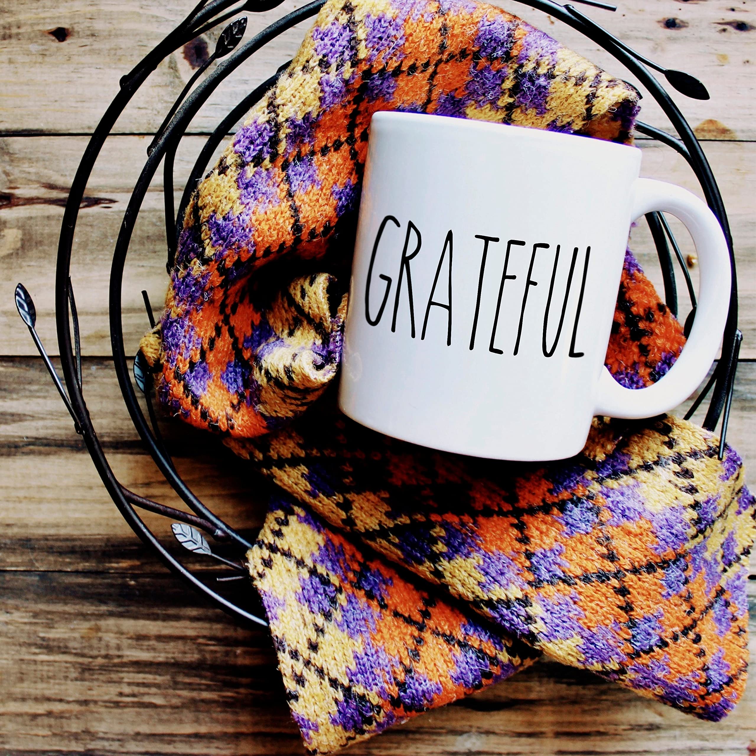 874Coffee Mug Vanify Rae Dunn Inspired Grateful, Thanksgiving, Fall S, Rae-Dunn Inspireds, Thanksgiving S, Grateful, Tea Mug Funny Ceramic Mug Large Ceramic Tea Cup for Gift Home Kitchen 330 Ml