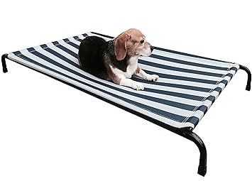 Dogbed4less Heavy Duty Metal Elevated Pet Bed with Textilene Fabric for Medium to Extra Large Dog 48