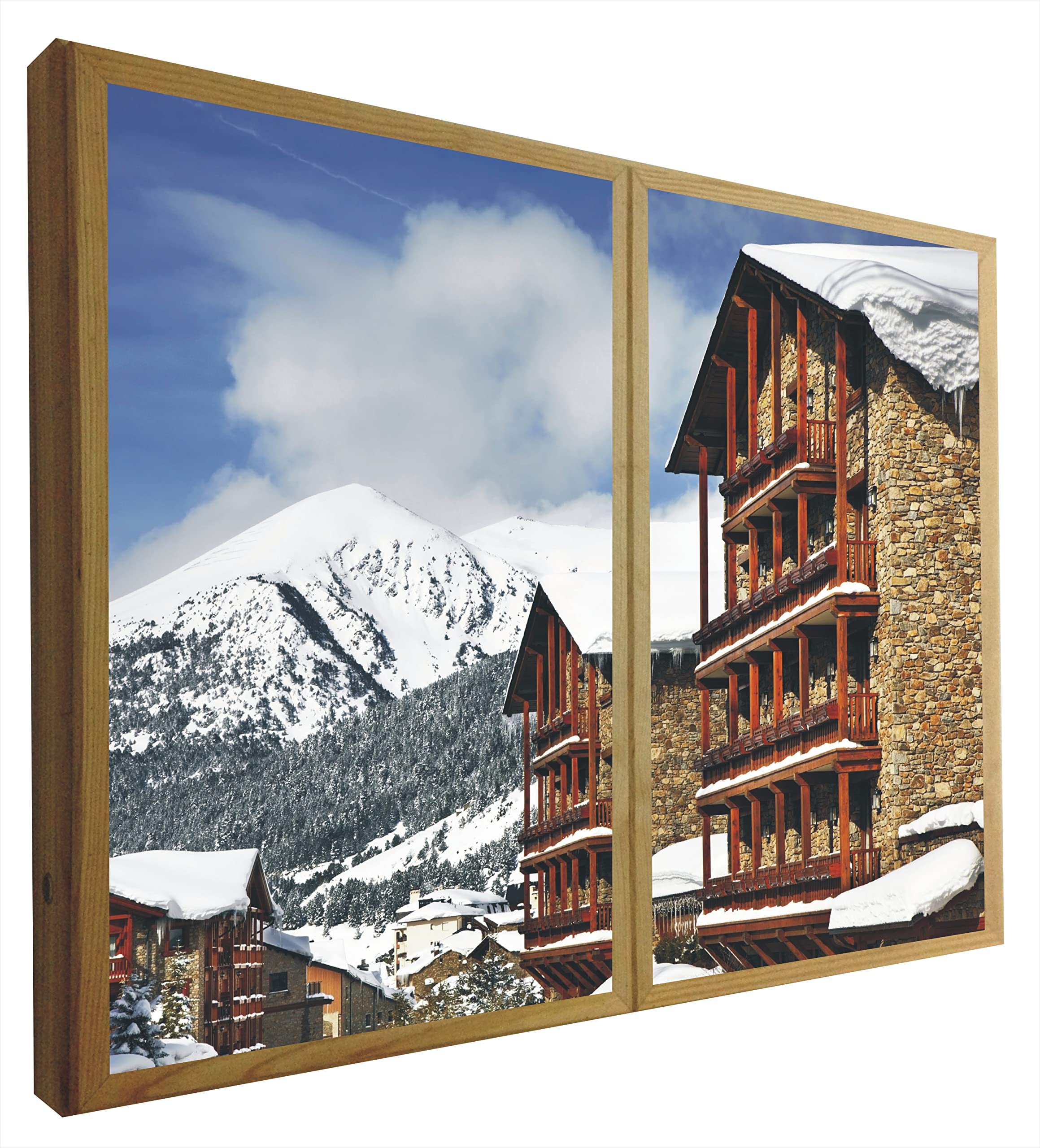 Falsche Fenster, dekorative Hintergrundbeleuchtung, Skistation