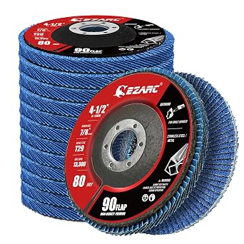EZARC Zirconia Flap Discs 80 Grit, 4-1/2 x 7/8-Inch, Type 29, 12-Pack